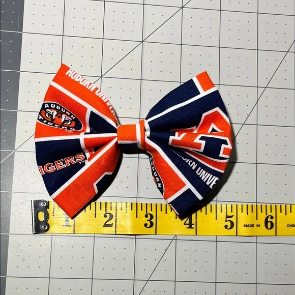 Auburn Tigers Kids Hair Bow - Navy and Orange - Picture 3 of 4